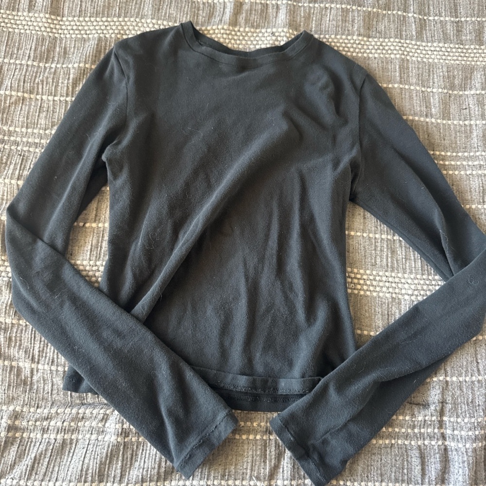 SKIMS Cotton Jersey Long Sleeve Tee – Black, Size S